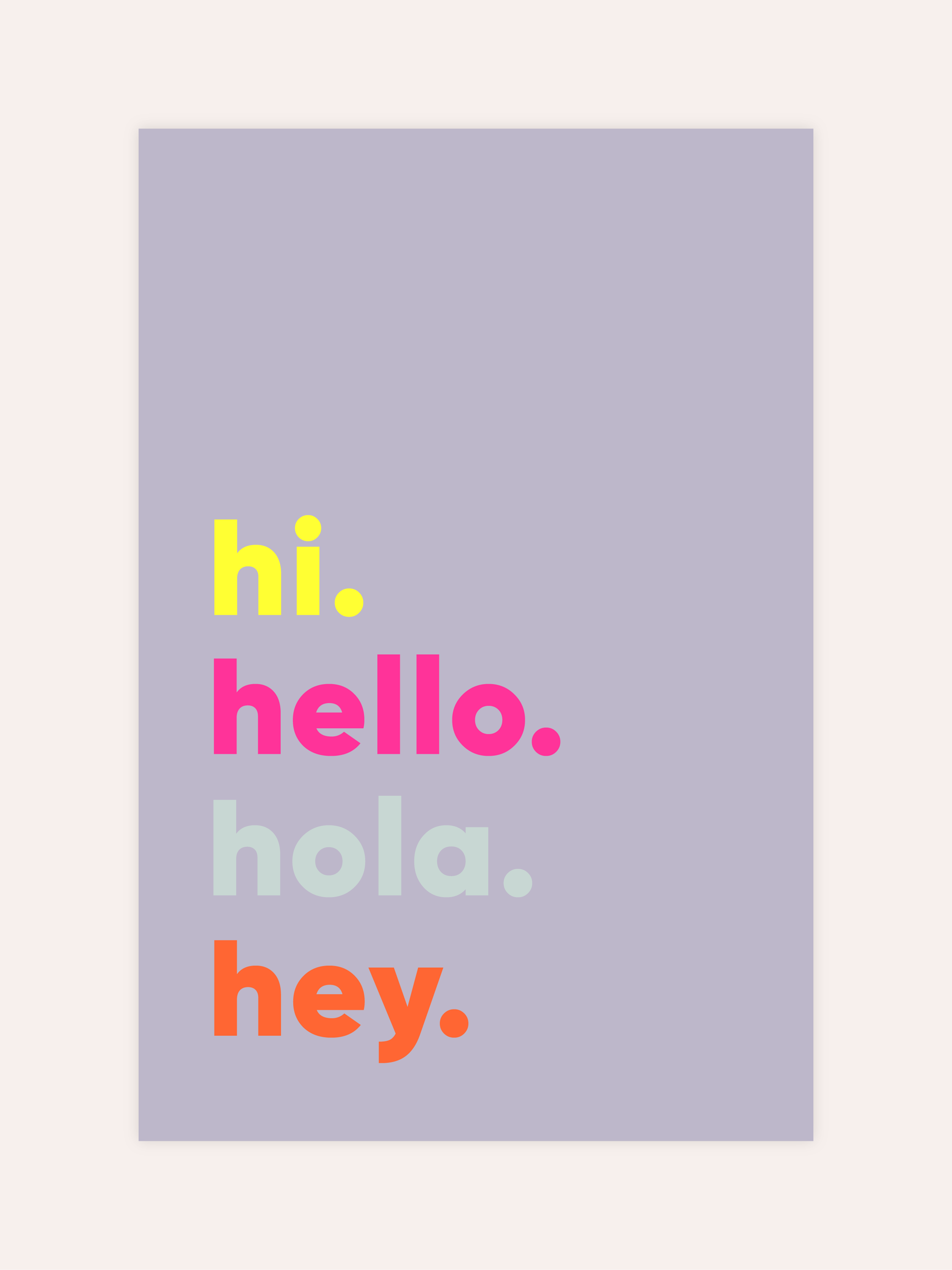 Hi Hello Hola Hey Neon Poster