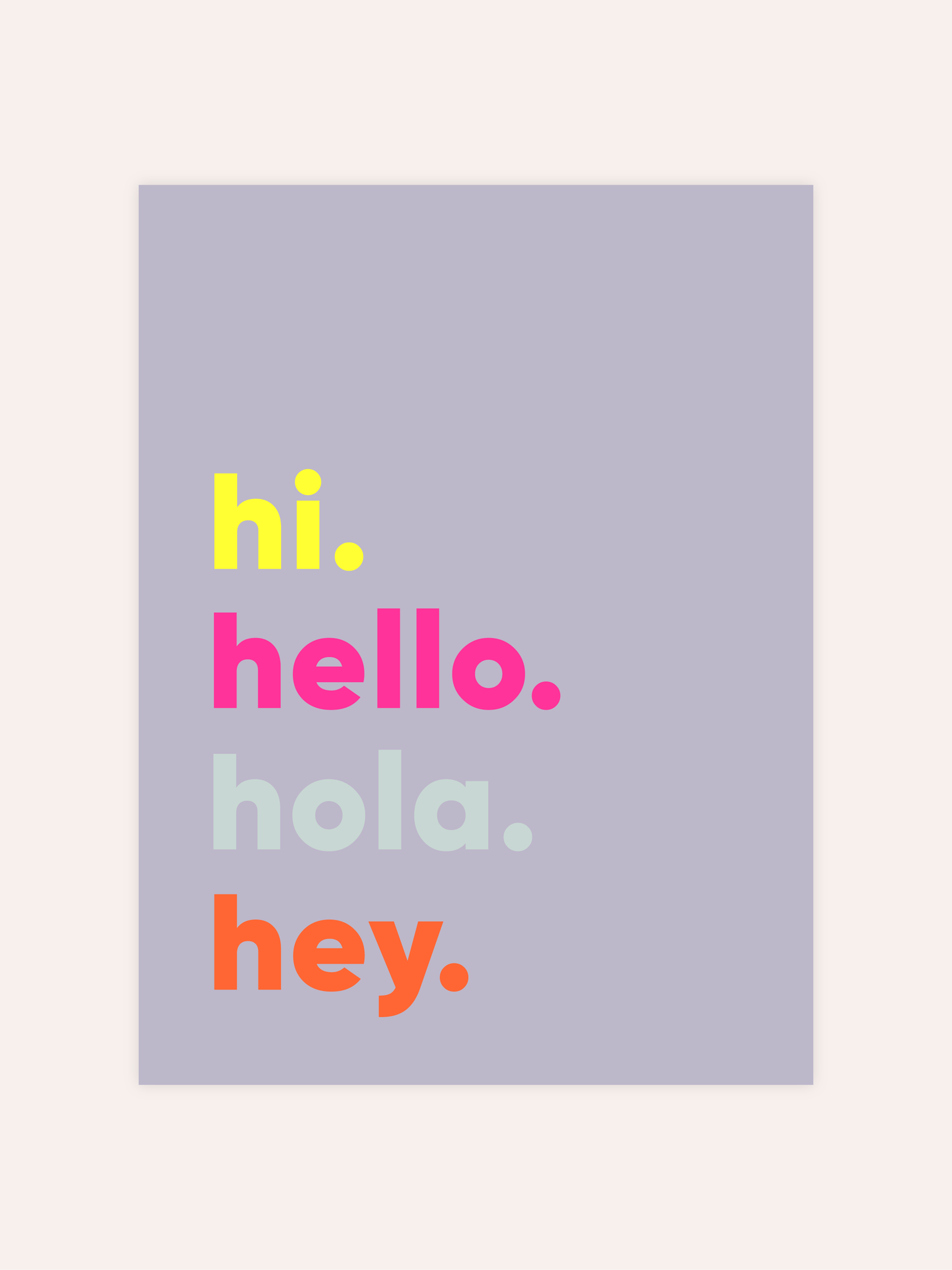 Hi Hello Hola Hey Neon Poster