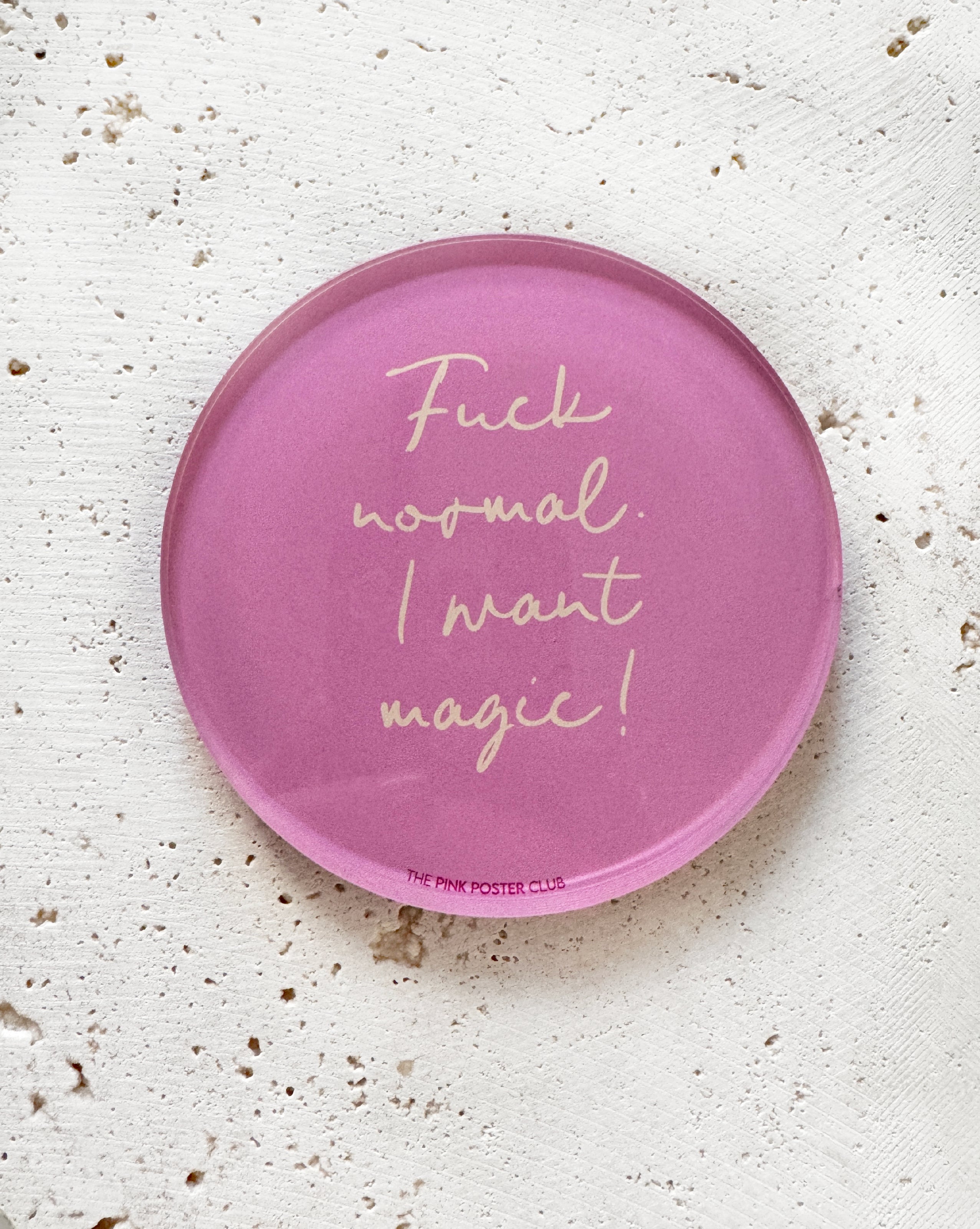 Acryl-Untersetzer mit Schriftzug „Fuck Normal“, dekoratives Design-Accessoire für Tisch und Bar